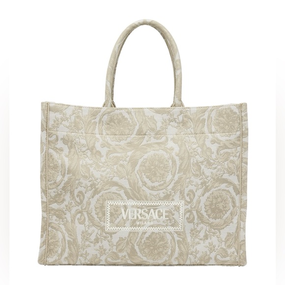 Versace NWT XL Jacquard Embroidered Canvas Tote Bag - Picture 7 of 8